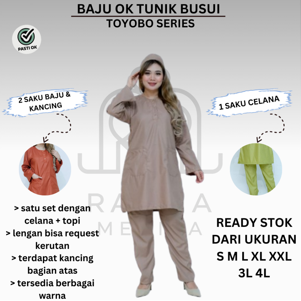 Baju OK lengan panjang tunik busui scrub medis toyobo seragam perawat dinas dokter