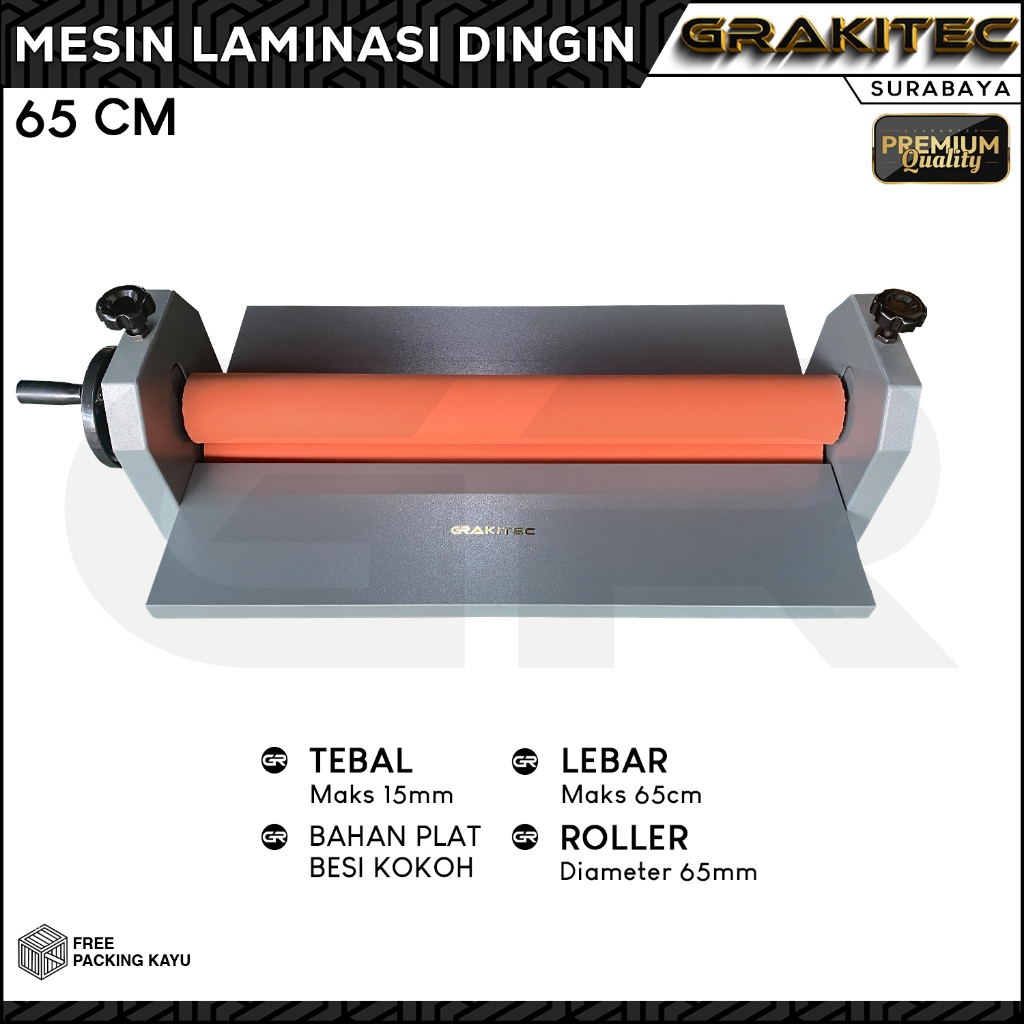 

Alat Mesin Laminating Laminasi Dingin - Cold Laminator 75 cm / 65 cm FREE PETI KAYU GRAKITEC new