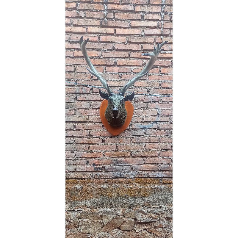 pajangan patung kepala rusa kayu