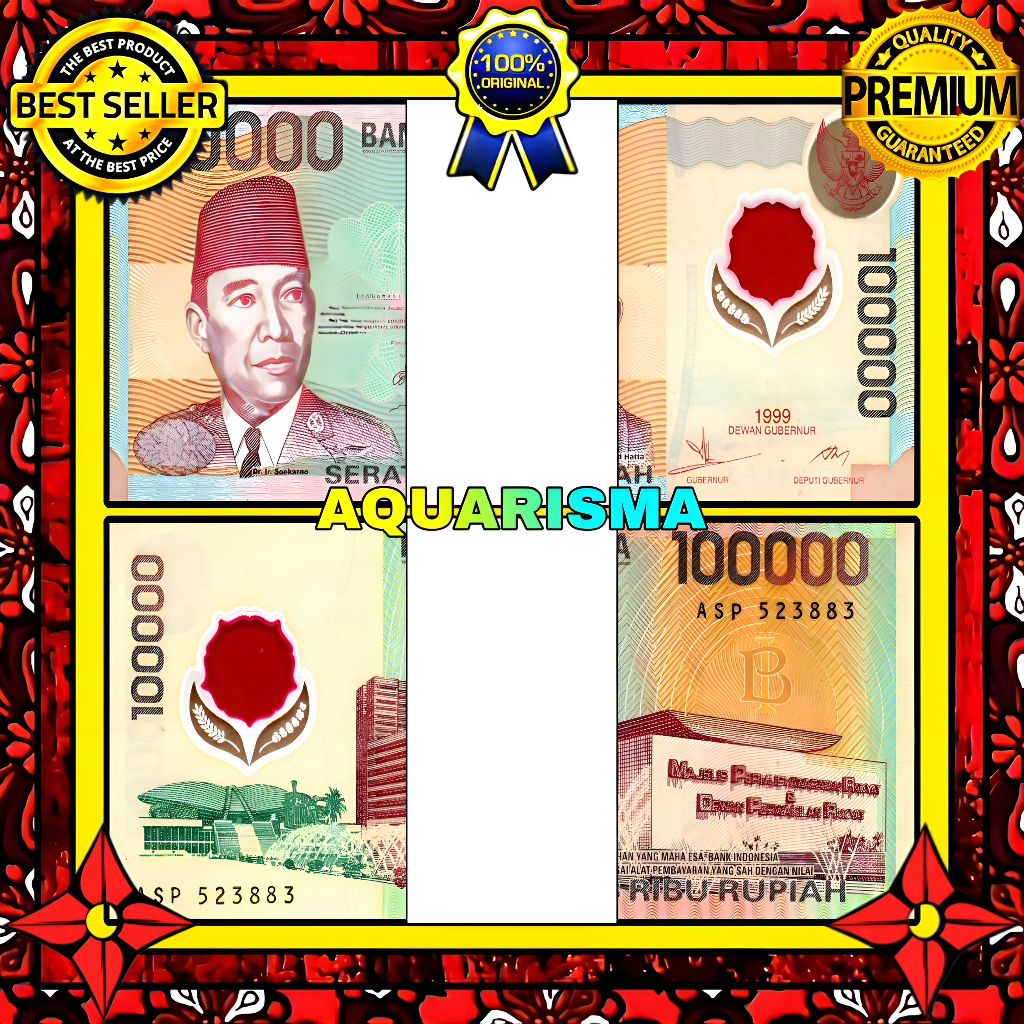 KOLEKSI NUMISMATIK - 1 GEPOK SOUVENIR UANG KUNO 100000 RUPIAH INDONESIA SOEKARNO 1999
