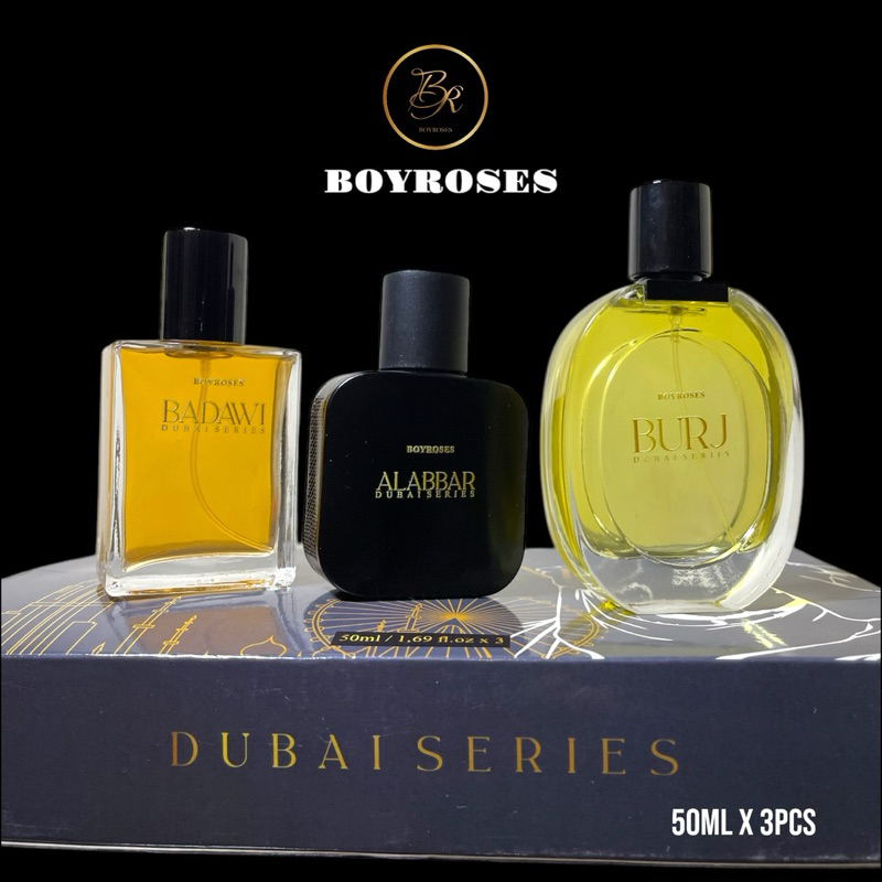 Paket Parfum Dubai Series Boyroses Wangi Sultan isi 3 botol 50ml