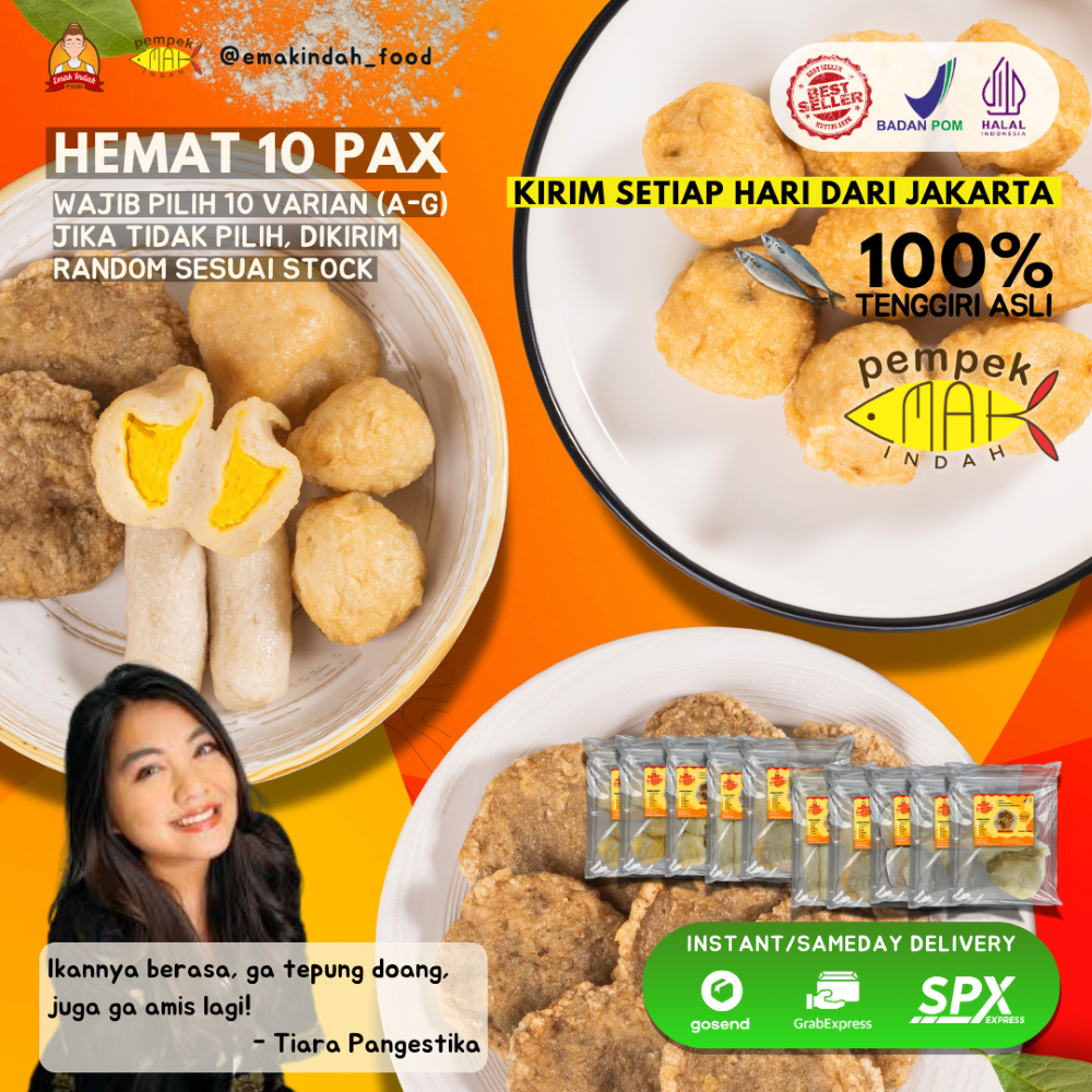

PEMPEK EMAK INDAH - PEMPEK MPENAK PALEMBANG ASLI IKAN TENGGIRI - Paket Hemat 10 Pax WAJIB PILIH VARIAN
