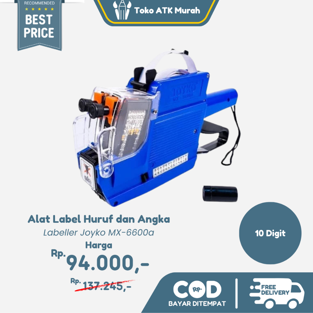 

Labeller MX-6600a 10 Digit Alat Label Huruf dan Angka Harga Joyko MX-6600A
