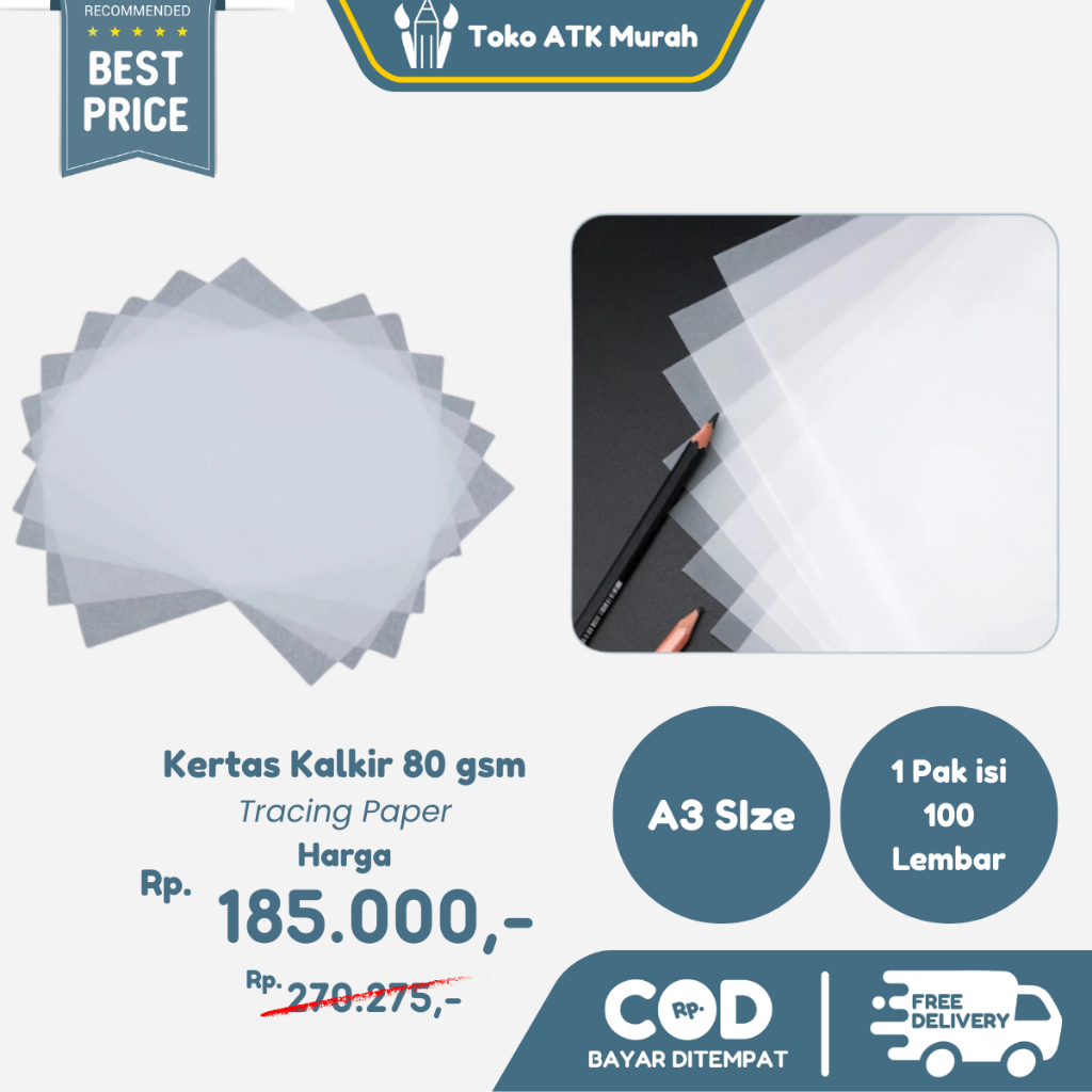 

100 Lembar Kertas Kalkir A3 80 Gram Gsm