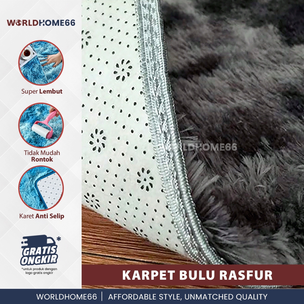 Worldhome Karpet Bulu Rasfur Karpet Lantai 90X150 & 120X180Cm Karpet Ombre Anti Slip Terlaris