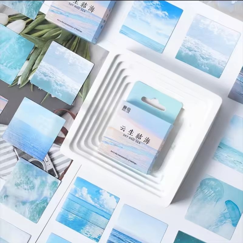 

HI554 Stiker Boks 46pcs Tema Pemandangan Sky and Sea Untuk Menghias Scrapbook