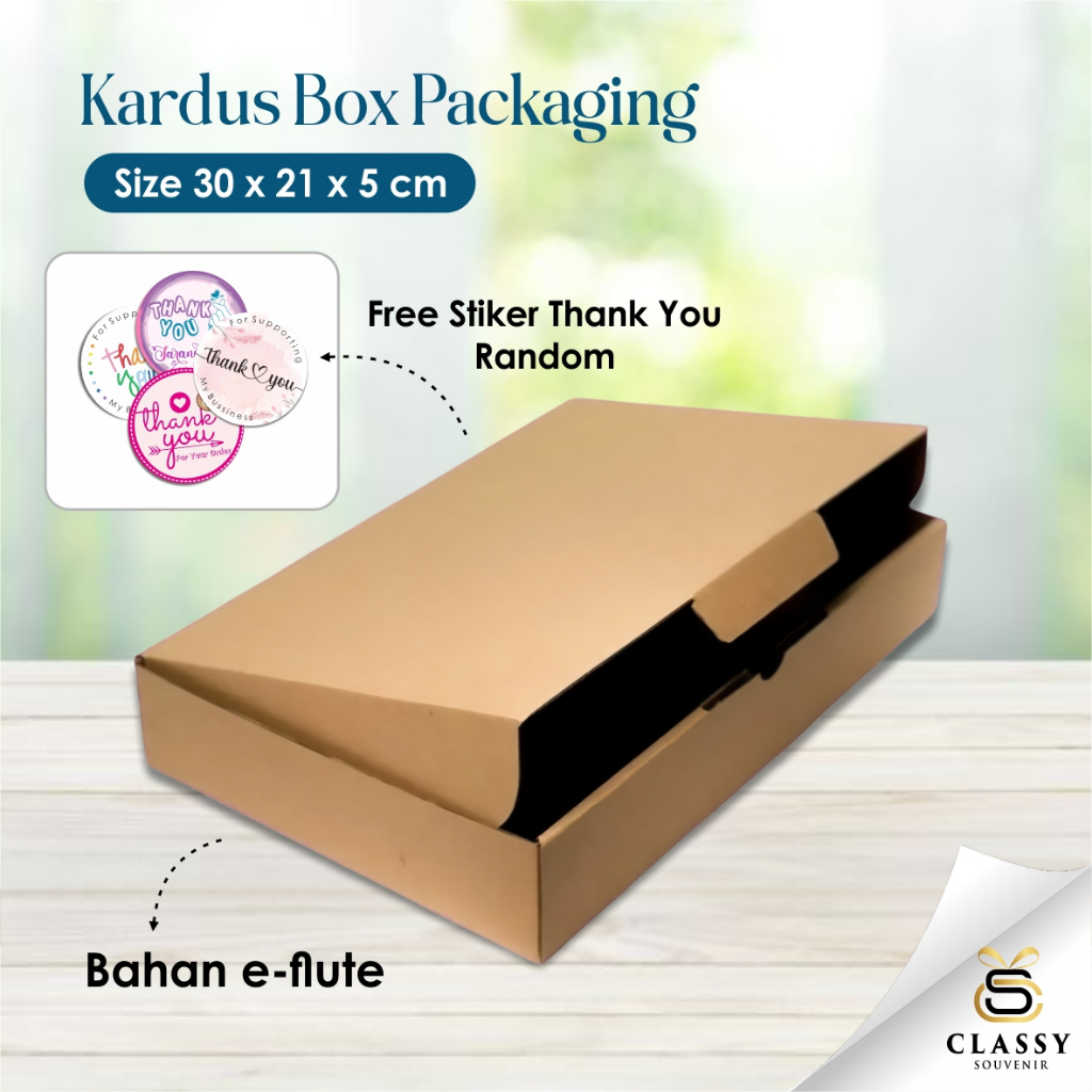 KARDUS BOX PACKAGING HAMPERS  READY STOCK - BOX KARTON PACKING UKURAN 30 X 21 X 5 CM FREE STIKER