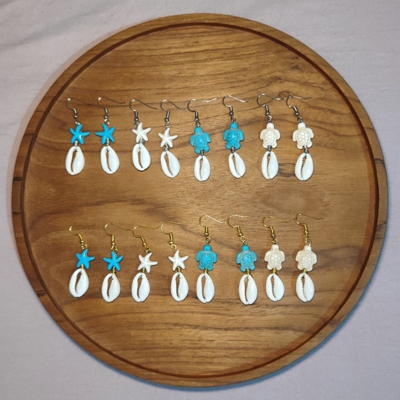 [AKSESORIS ANTING BALI] Anting Kerang Pirus Bintang Kura Anting Etnik Bali Handmade