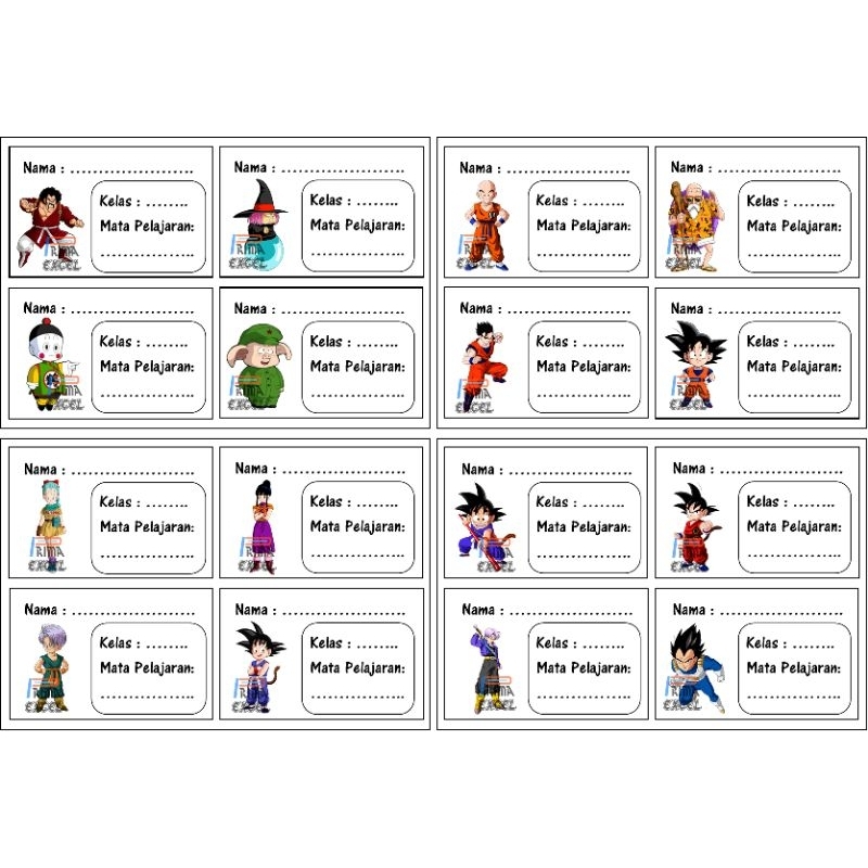 

Label sticker nama gambar kartun Dragon Ball polos tanpa warna background Tipe 3