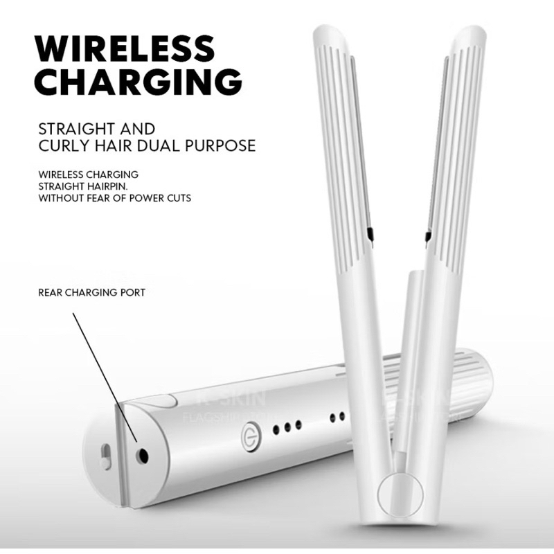 K.SKIN Catokan Wireless Portable Cordless Catok Rambut Multifungsi Catok Lurus Dan curly 2in1