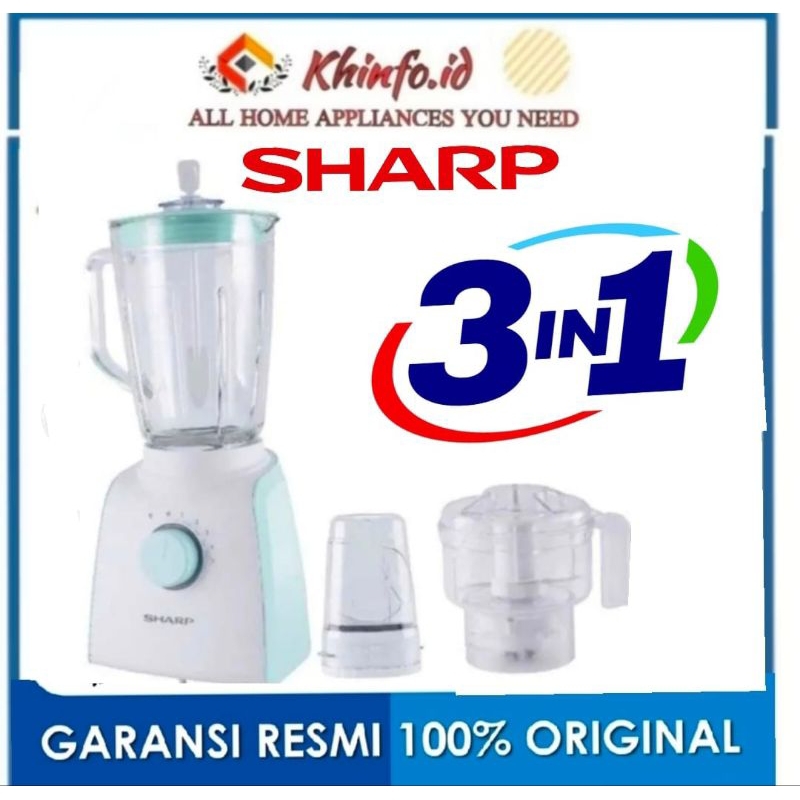 SHARP BLENDER KACA KAPASITAS 1,5Liter Blender 3IN1 EM152G-BL CHOPER+DRY MILL/SHARP BLENDER KACA 1,5 