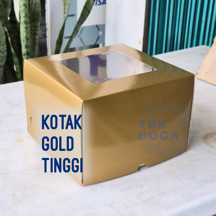 

( Bonus Alas ) Box Kotak Gold Emas ( 22, 25 cm ) Dus Fuji Penguin Gold Cake Bolu Kue