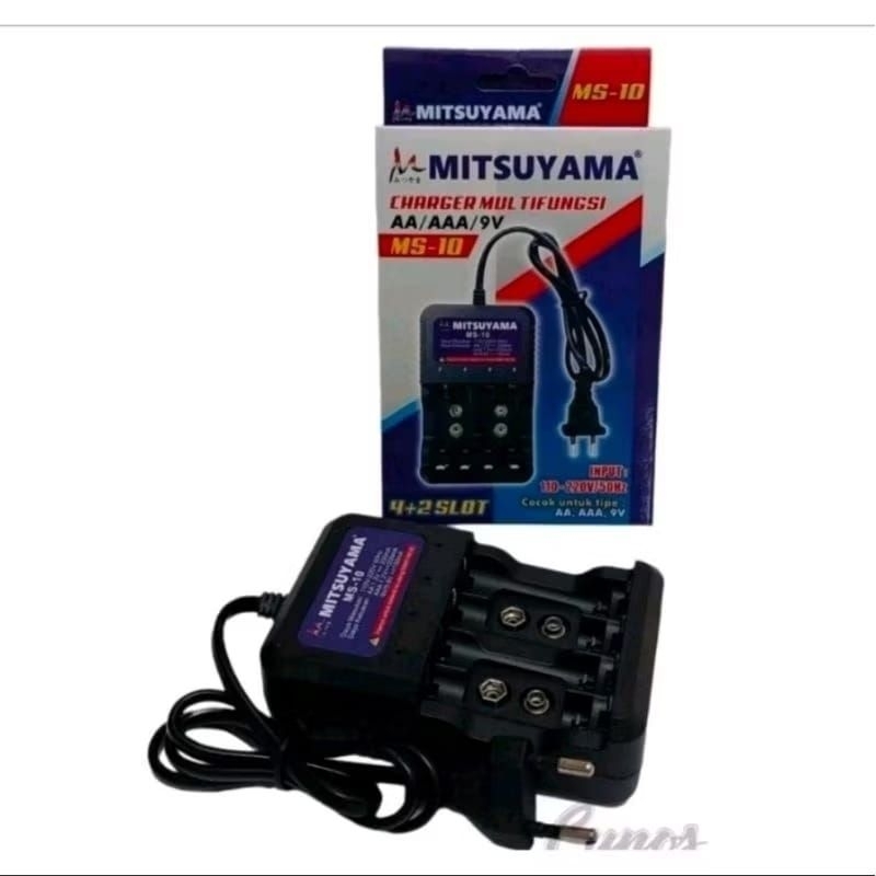 Mitsuyama MS-10 Baterai AA / AAA / 9V Charger Multifungsi Cocok untuk tipe AA, AAA, 9V