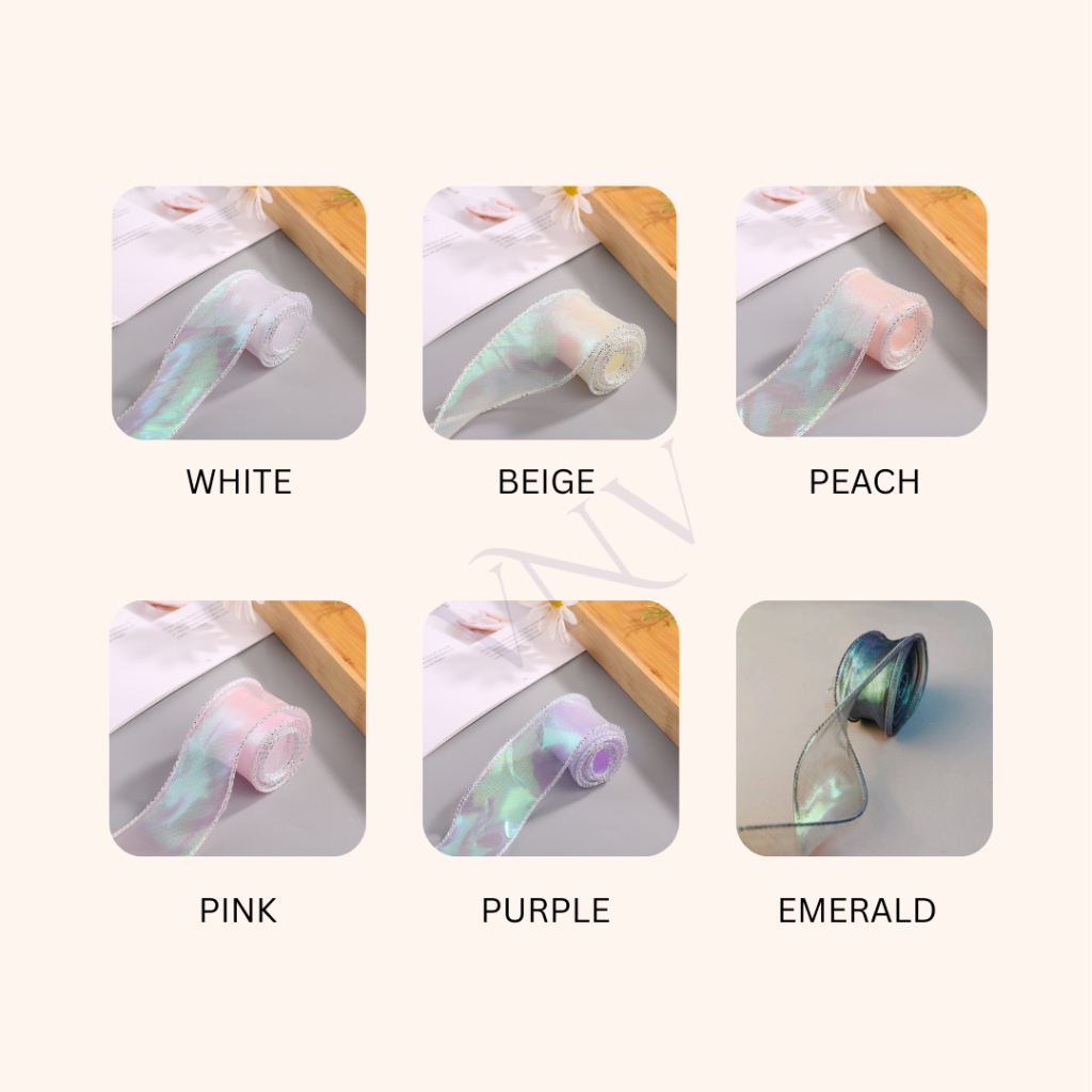 

Pita Bunga / Kado Ribbon Fishtail Rainbow / Hologram / Glossy