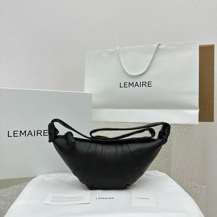 Lemaire Croissant Cross Shoulder Bag Small Lychee Pattern Chocolate Color 8820