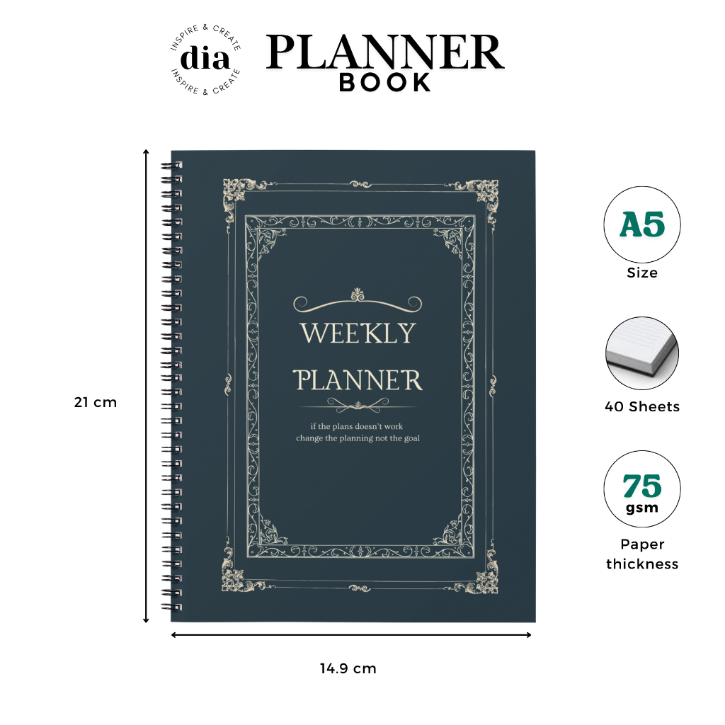 

Dia - Weekly Planner A5 Aesthetic Classic Special Edition Spiral Notebook Buku Tulis Jurnal