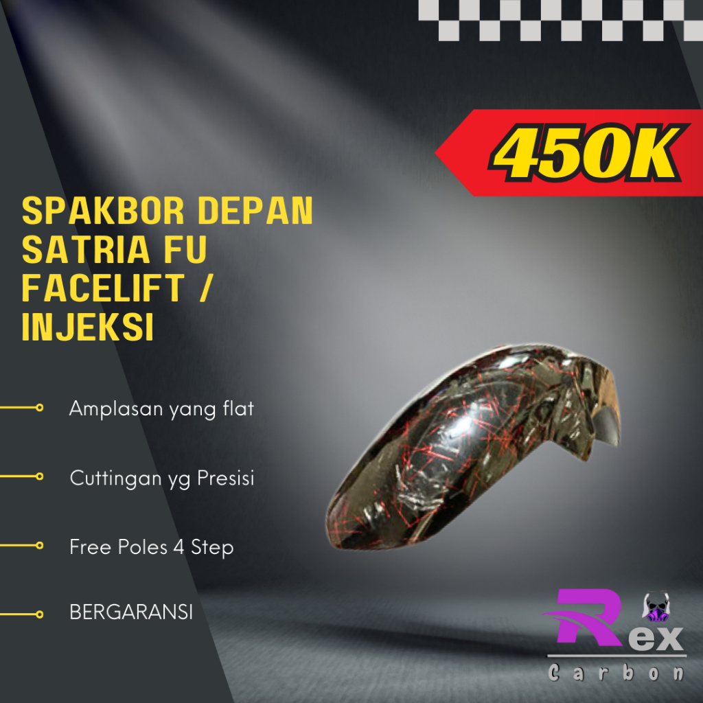 spakbor / slebor depan Satria Fu facelift / injeksi Carbon kevlar karbon fiber