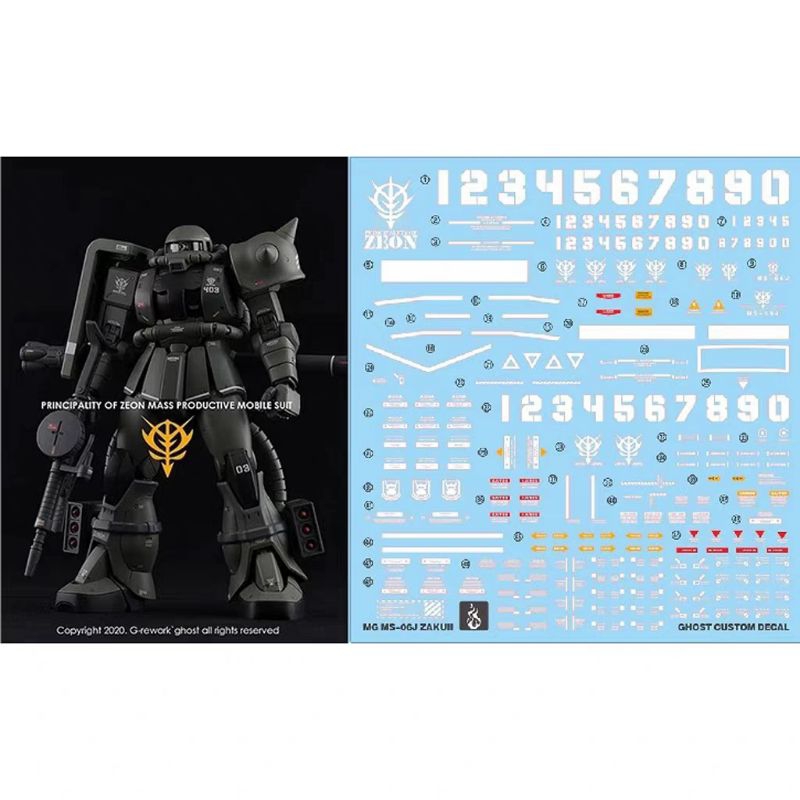 MG 1/100 ZAKU II GROUND TYPE WATER DECAL GHOST CUSTOM DECAL