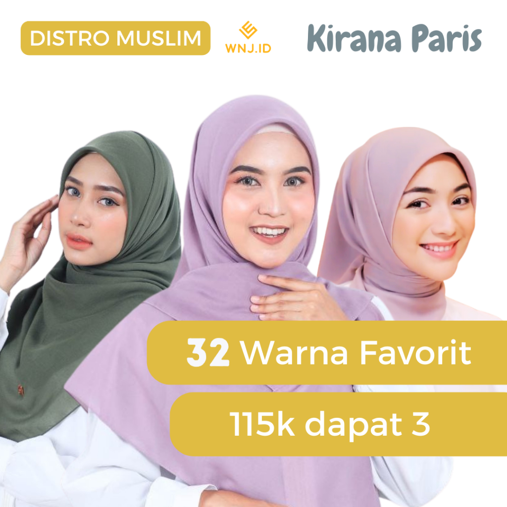 WNJ - 115K Get 3 Kirana Paris ~ Hijab Segi Empat Spesial Model Kak Citra Kirana ~
