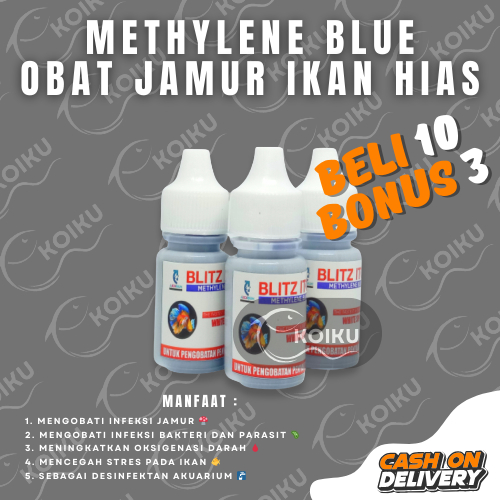 BLITZ ICHT OBAT BIRU IKAN WHITE SPOT METHYLENE BLUE / OBAT IKAN KOI GUPPY CUPANG ANTI WHITE SPOT