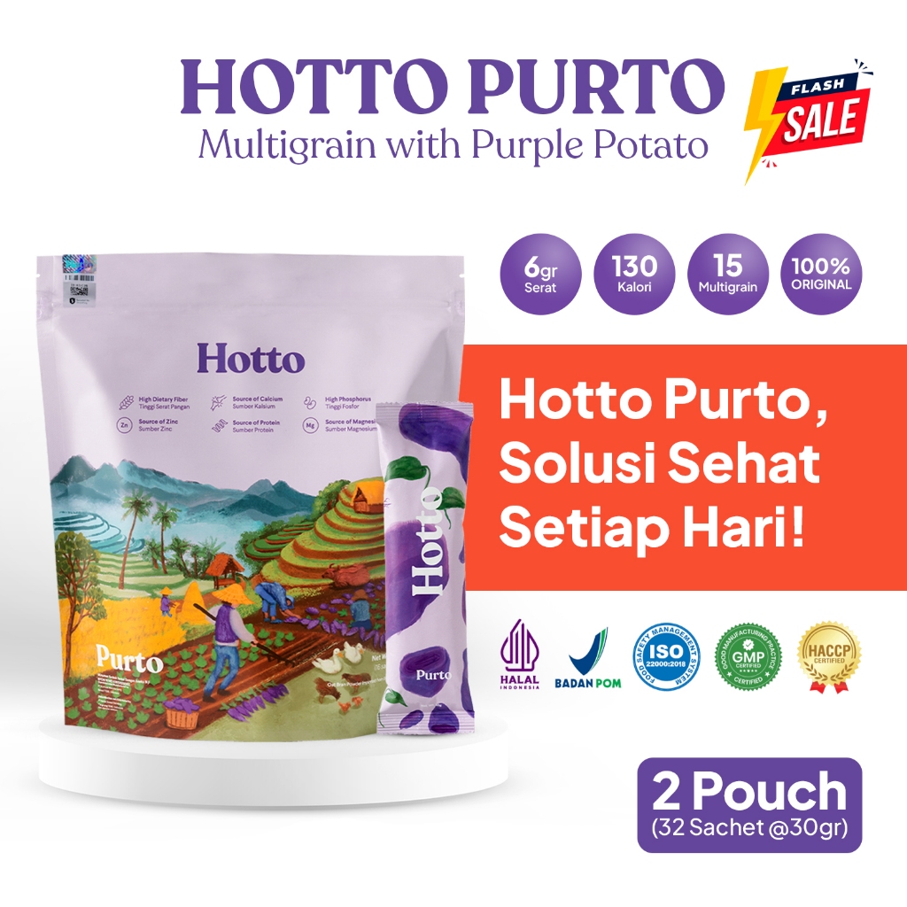 

FLASH SALE!! HOTTO PURTO - 2 Pouch (32 Sachet) | Hotto Porto Minuman Diet, Oatmeal, Sereal