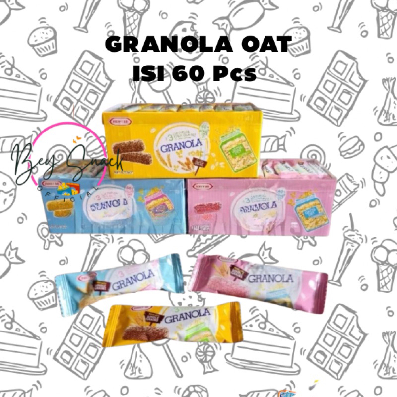 

GRANOLA OAT ISI 60 PCS - COKLAT/SUSU/STRAWBERRY