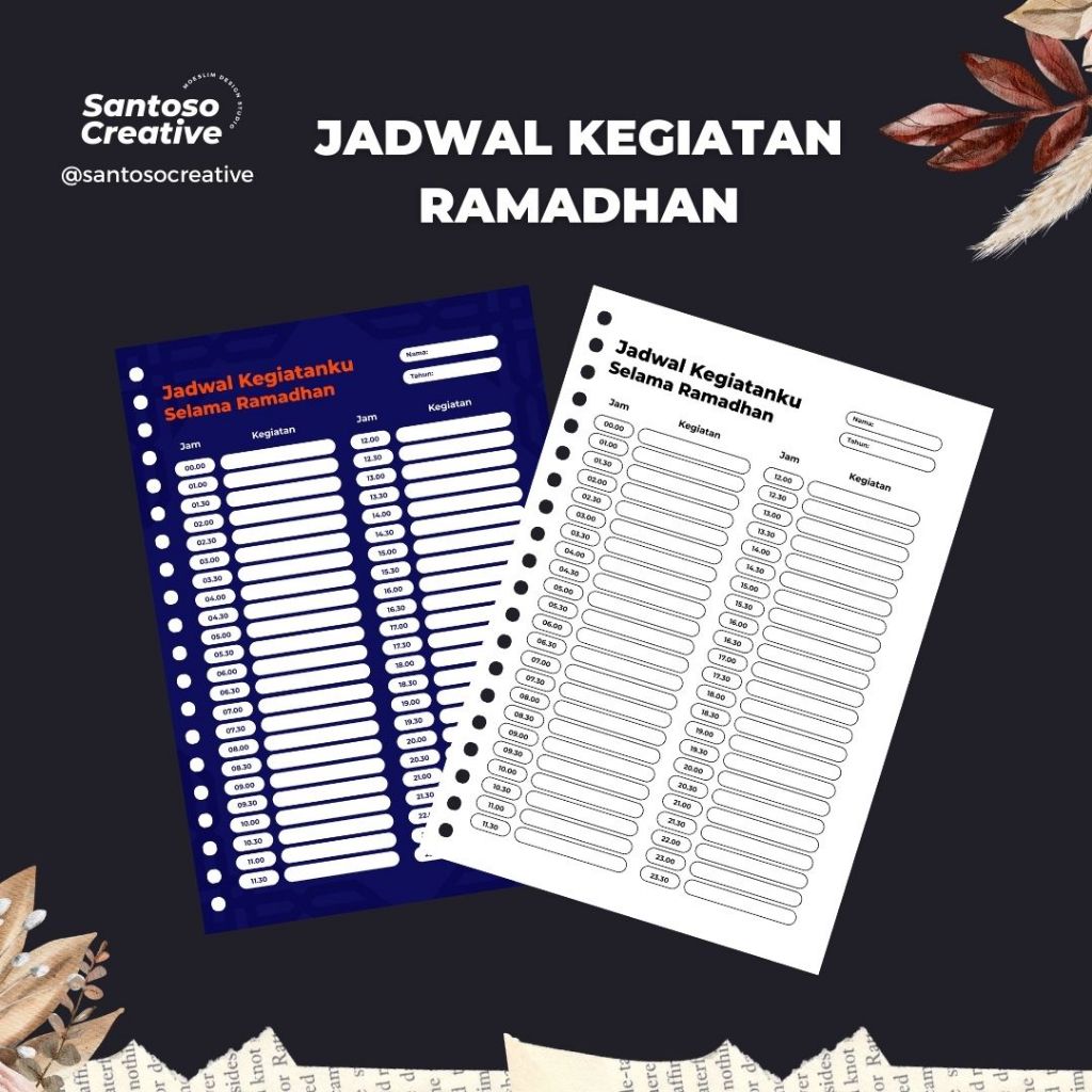 

[Santoso Creative] BR-RP Jadwal Kegiatan Ramadhan Bentuk Binder Refill A5 - Ramadhan Planner, Rencana Ramadhan
