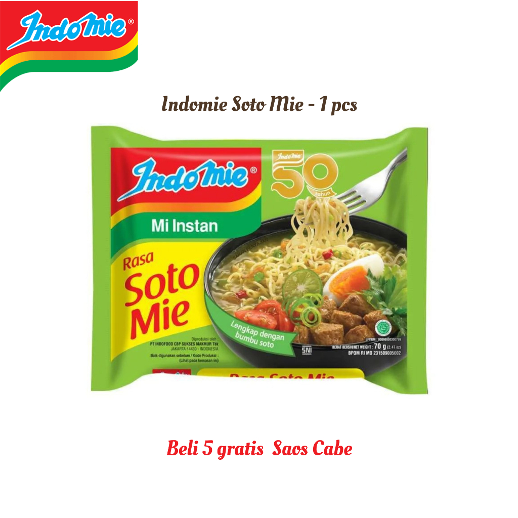 

Indomie Soto Mie 1 pcs – Mi Instan Kuah Segar Rasa Soto Asli | Mi Kuah Gurih & Nikmat