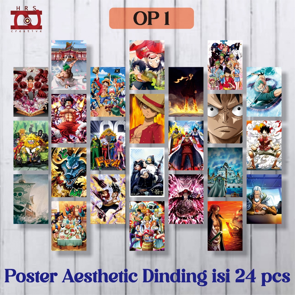 Poster Anime One Piece Ukuran A5 paket Bundle 24 lembar