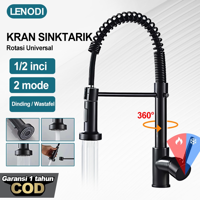 lenodi Kran Sink Tarik Rotasi 360° /Kran Sink Tarik Rotasi 360°/Keran Angsa Fleksibel/Kran Air Cuci 