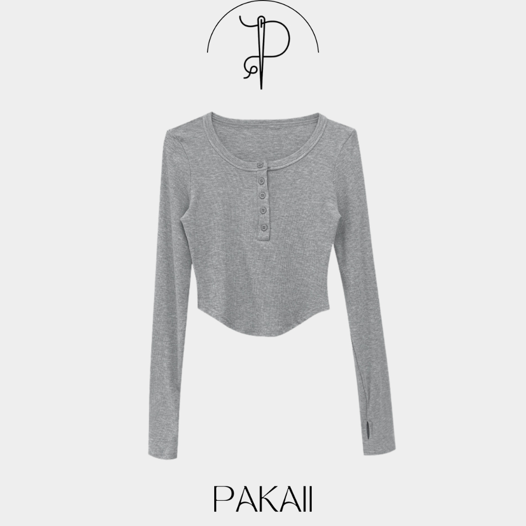PAKAII Baju Atasan Kaos Wanita Lengan Panjang Longsleve Squere Neck - 1646