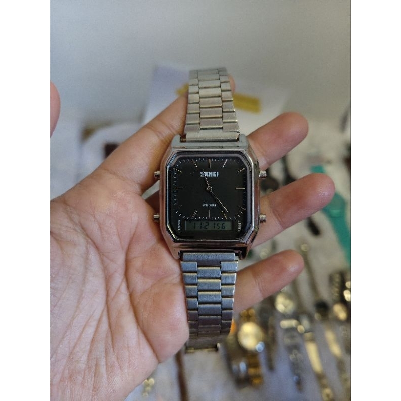 Jam Tangan Klasik Vintage Skmei Digital Analog Original