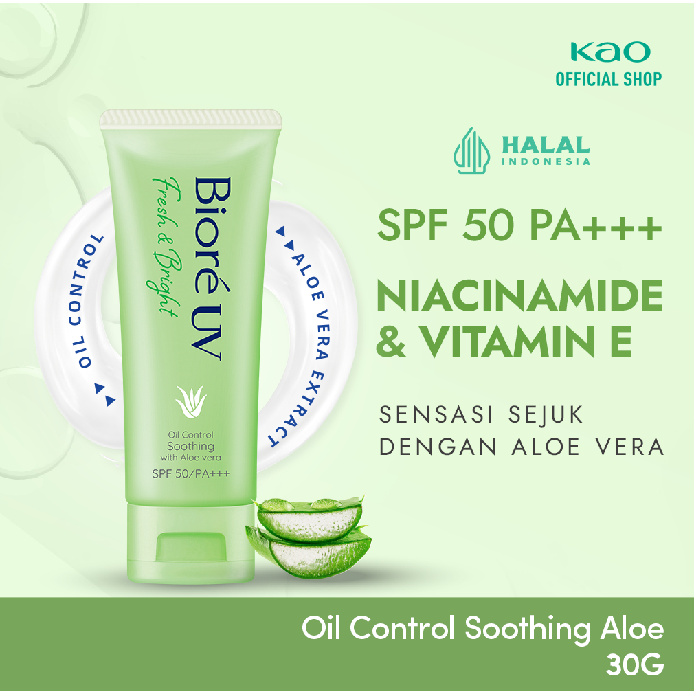 Biore UV Fresh & Bright Oil Control Soothing Aloe Skin Care Sunscreen Tabir Surya Sun Screen Sunbloc