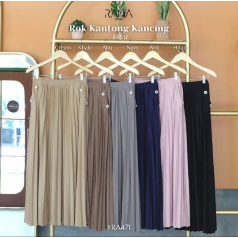 Rok Plisket Premium Rok Rania Plisket Premium Rok Plisket Import Variasi Saku Kancing Rania Fashion