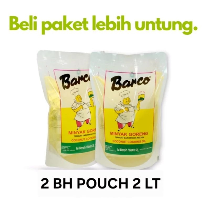 

PAKET 2 BH MINYAK GORENG KELAPA MERK BARCO 2 LT KEMASAN POUCH