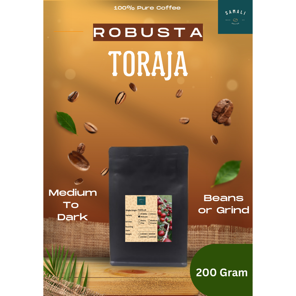 

Kopi Robusta Toraja 100% Pure Biji Kopi - 200 Gram
