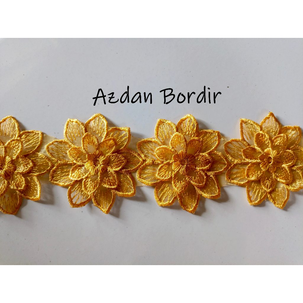 Renda roll bordir bunga timbul motip melati 7