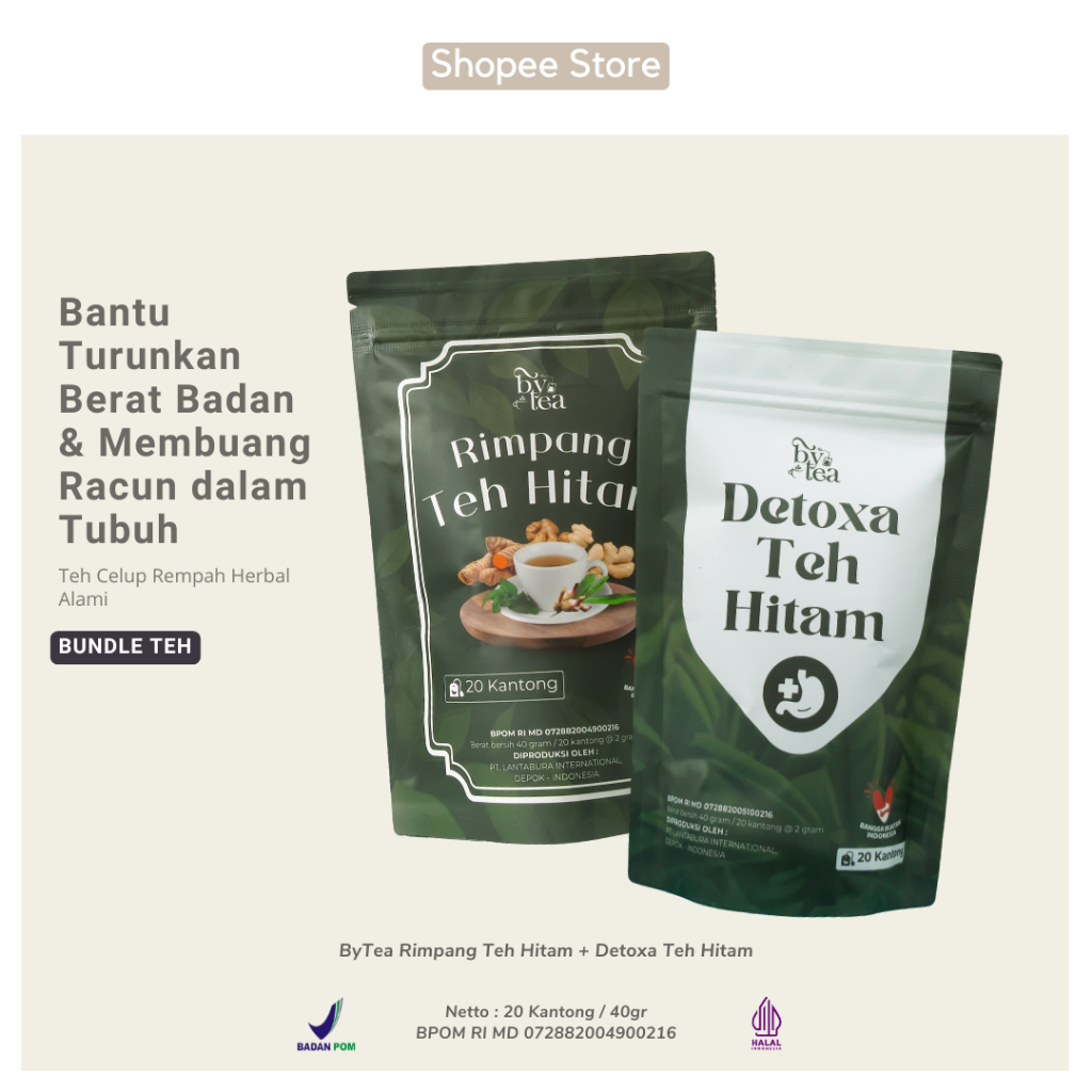 

BUNDLING ByTea Rimpang Teh Hitam + Detoxa Teh Hitam - Mendetox Tubuh & Turunkan Berat Badan BPOM