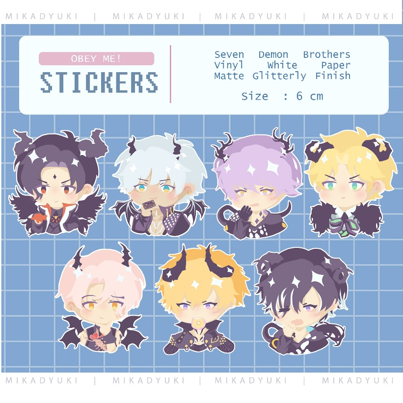 STIKERS OBEY ME  - LUCIFER, MAMMON, LEVIATHAN, SATAN, ASMODEUS, BEELZEBUB, BELPHEGOR