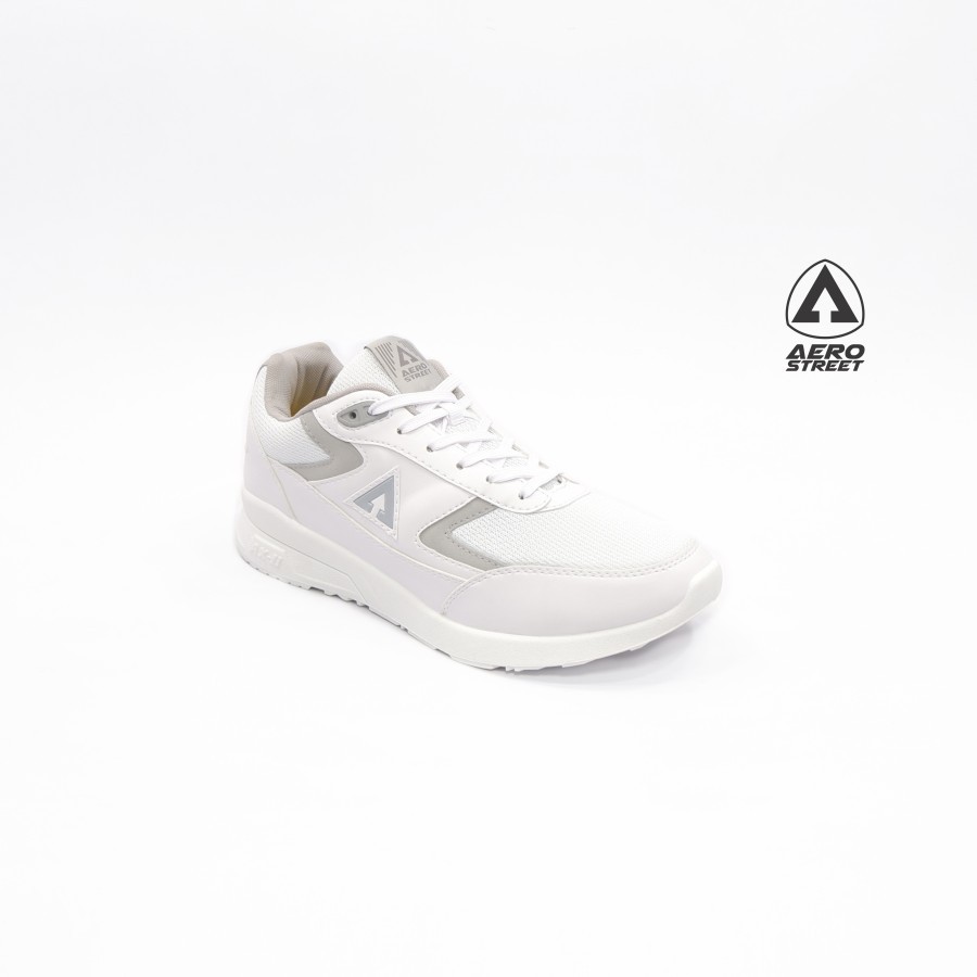 Aerostreet 37-44 Osaka Putih Putih Abu Muda - Sepatu Sneakers Casual