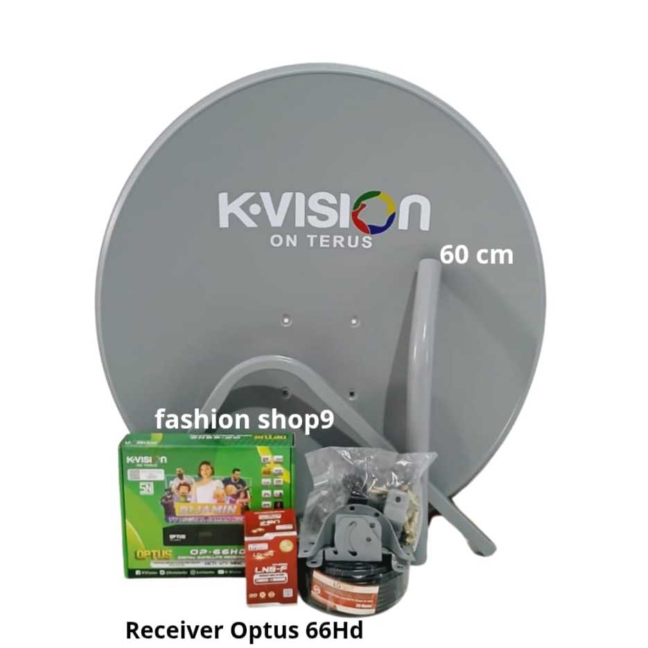 Parabola kvision 60 Cm + Receiver Optus 66Hd