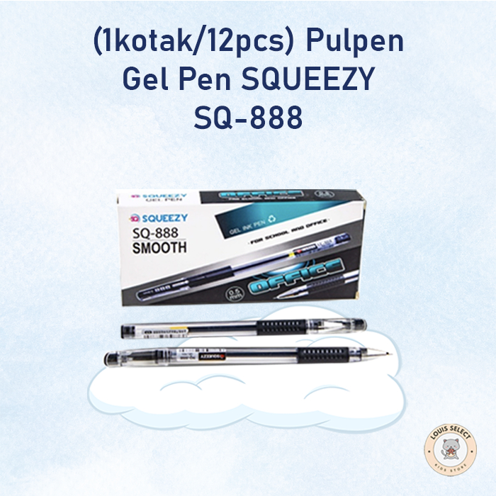 

(1 Box/12Pcs) Pulpen Gel Pen SQUEEZY OFFICE SMOOTH SQ-888 | Pen Gel 0,5mm | Gel Pen ( Hitam / Merah / Biru )
