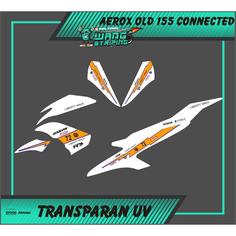 STRIPING STICKER AEROX OLD CONNECTED NVX 155 TRANSPARAN LIVERY LIBERTY WALK