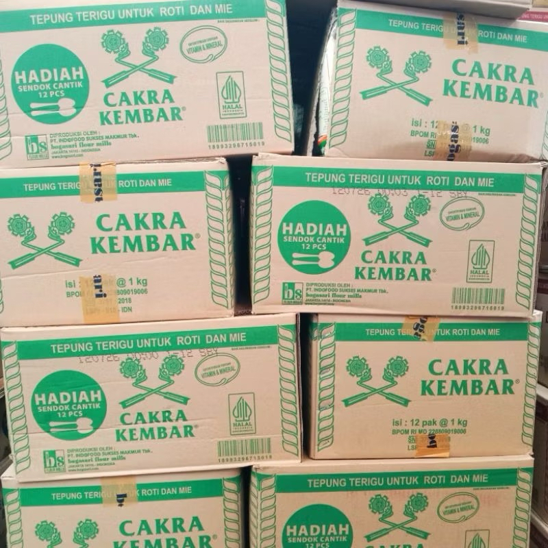 

[1DUS ISI 12] Tepung Terigu Cakra Kembar 1kg (Kemasan Transparan)