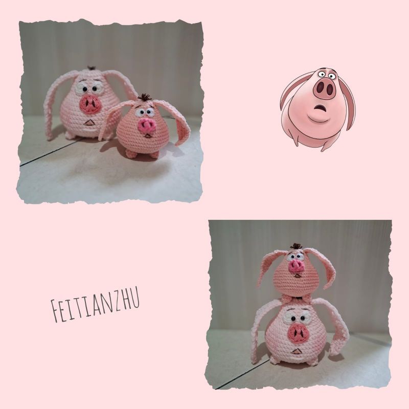 Boneka Rajut Flying Pig Nezha (Babi Terbang Nezha)