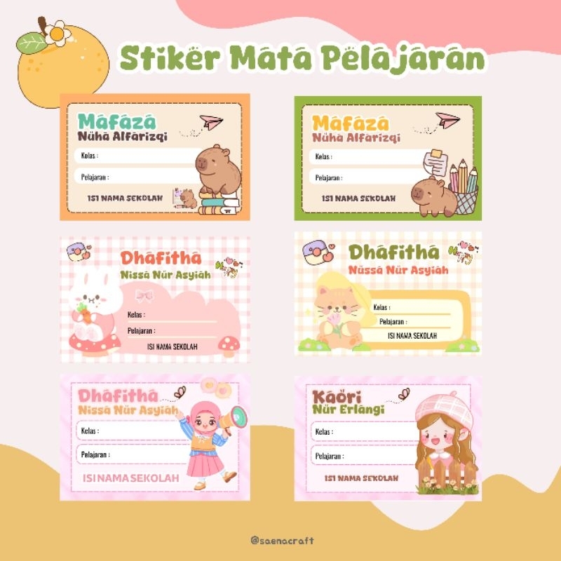 

DIY Stiker Mata Pelajaran Premium / CUSTOM NAMA / CUSTOM NAMA SEKOLAH
