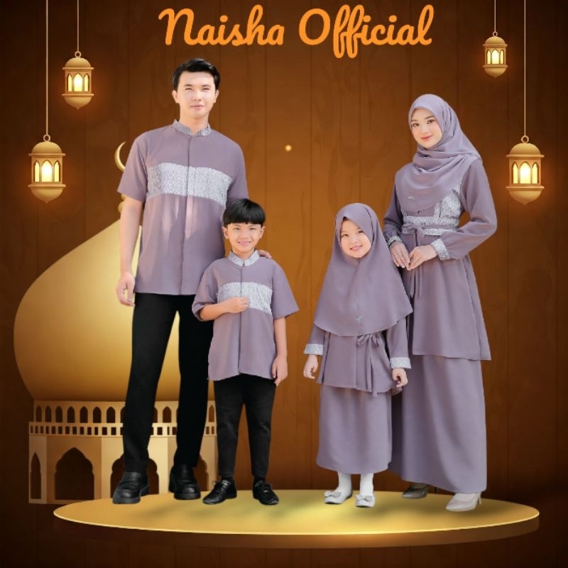 Gamis Nasisha Set Family - Gamis Coupel Muslimah Mauve Bahan Tunica