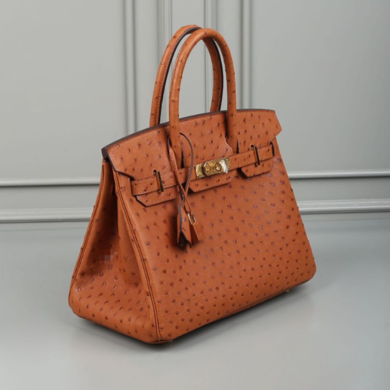 Tas H B-30 real ostrich original leather fully handmade