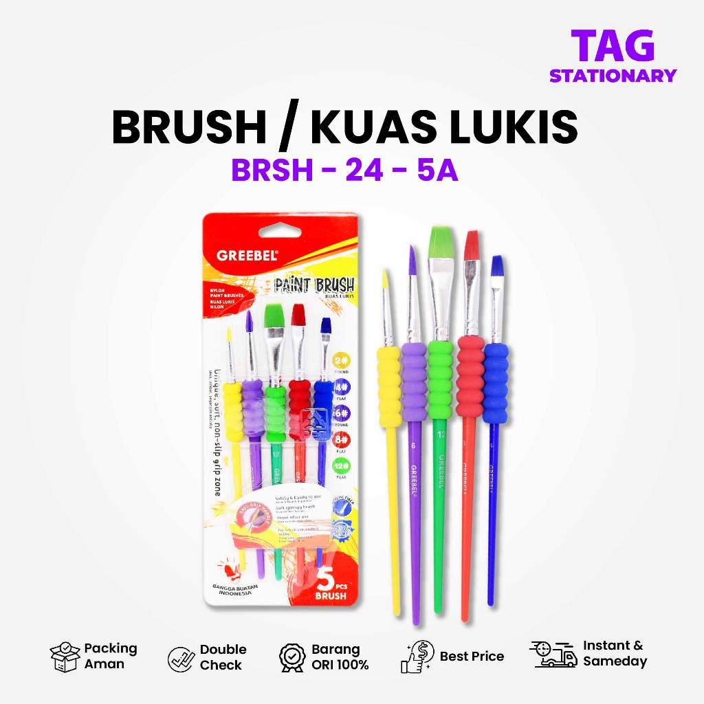 

GREEBEL Kuas Lukis / Brush Paint Set BRSH-24-5A / Kuas Melukis Timur Agung Grosir