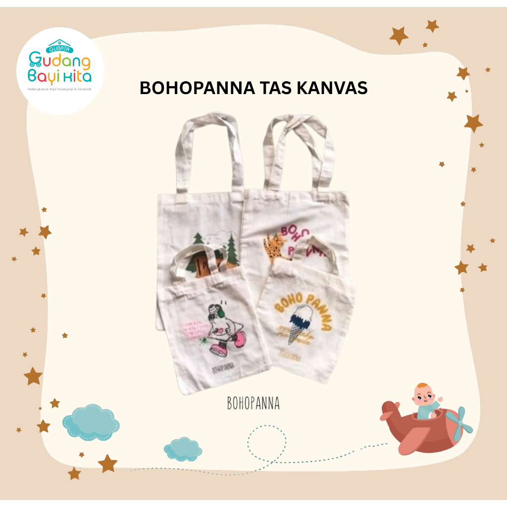 BOHOPANNA TOTE BAG - CANVAS BAG JUMBO MEDIUM SMALL - Tas Bohopanna